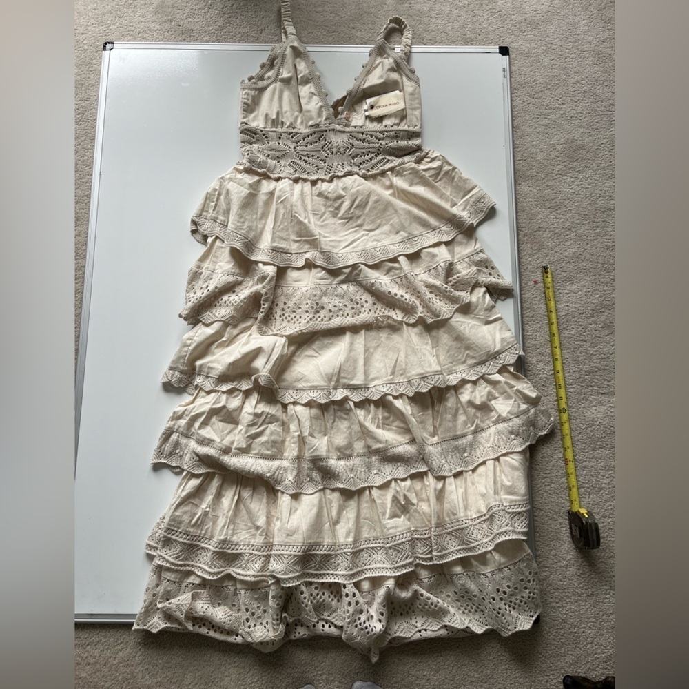 NWT Cecilia Prado Cream Lace ruffle Dress by Anthropologie - Picture 9 of 12